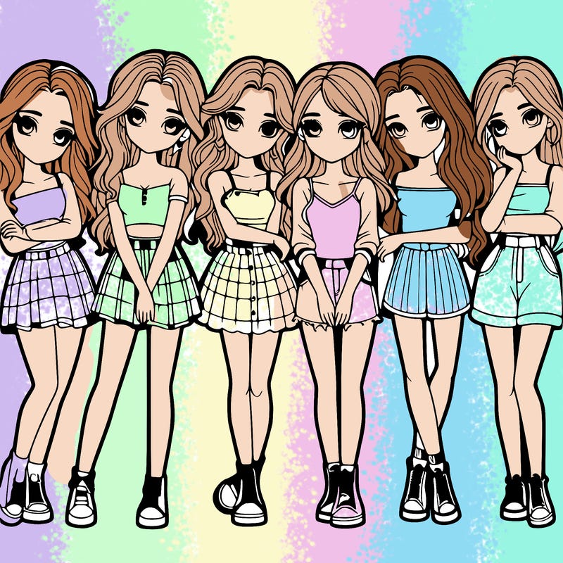 a group of girls realistic