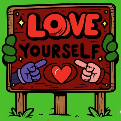 a sign where it is written: love yourself