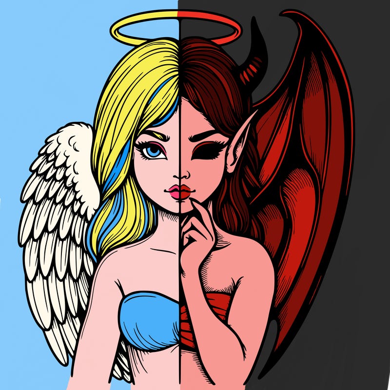 realistic angel half demon