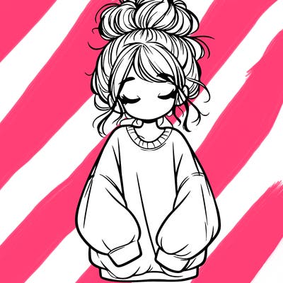 girl with baggy sweatshirt and messy bun