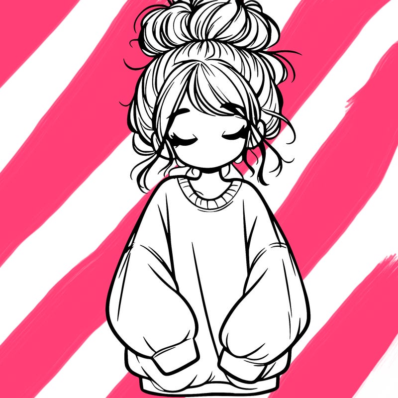 girl with baggy sweatshirt and messy bun