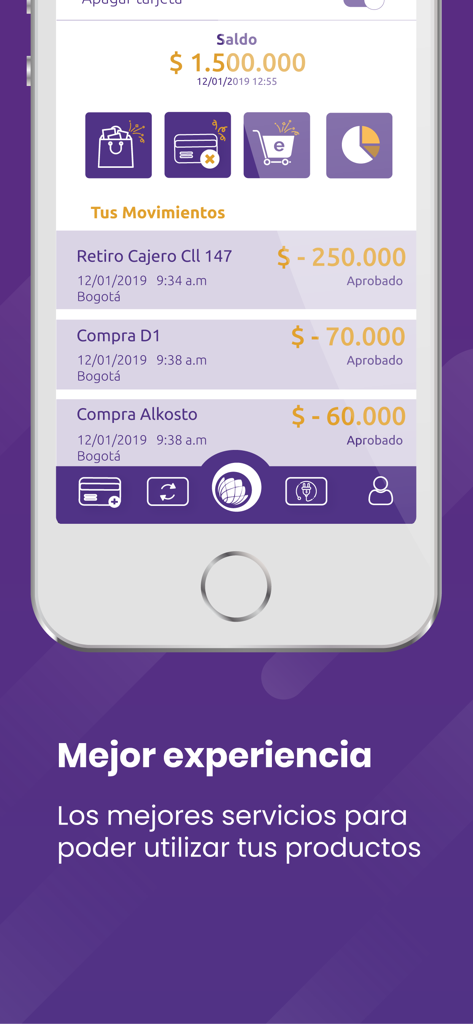 Peoplepass mobile app showing account balance and recent transactions list
