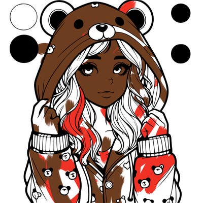 realistic girl in a animal pjs hoodie