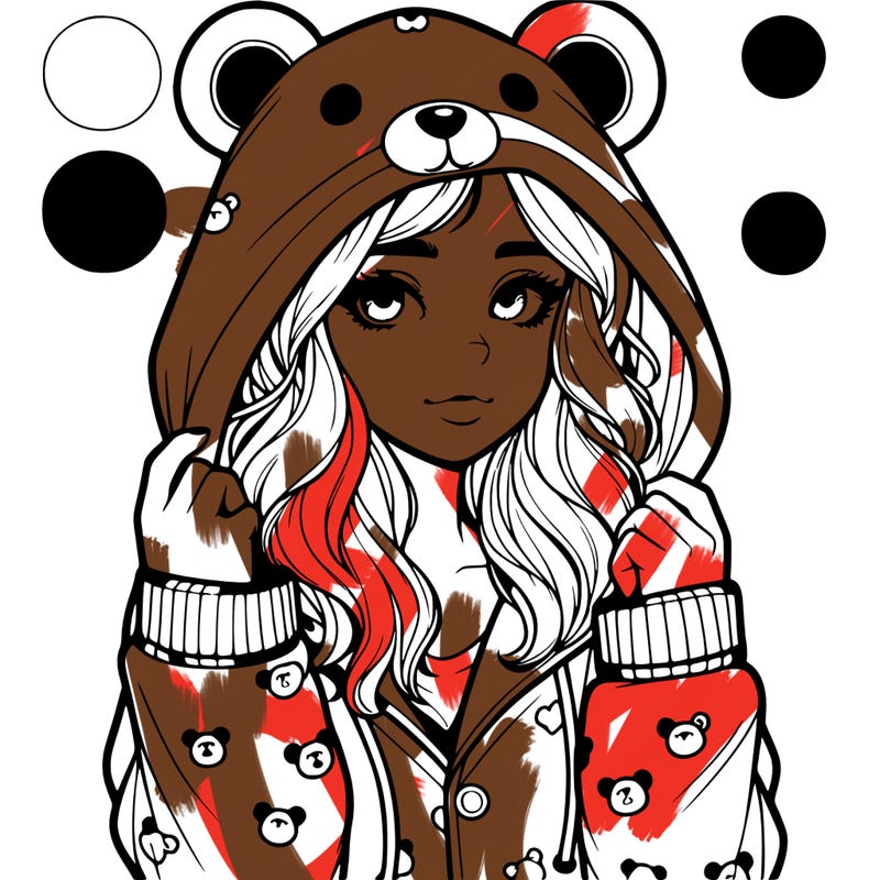 realistic girl in a animal pjs hoodie