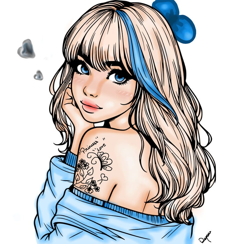 realistic girl with bangs looking over her shoulder