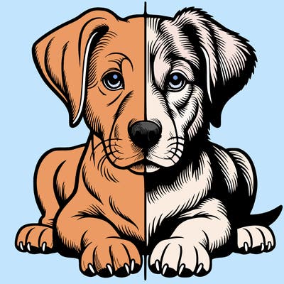 realistic dog split picture