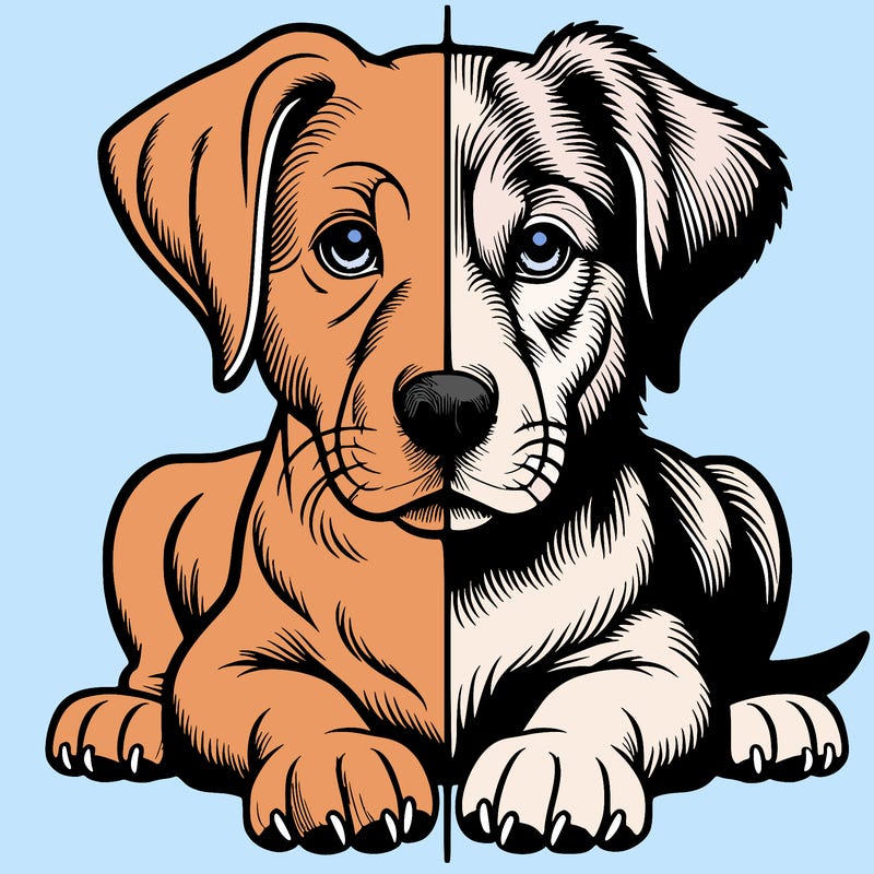 realistic dog split picture