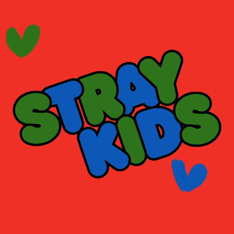 bubble letters saying stray kids