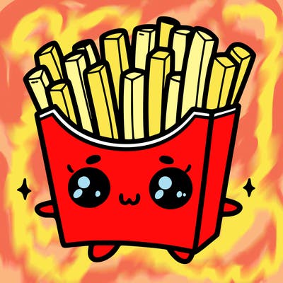 a cute. french fries