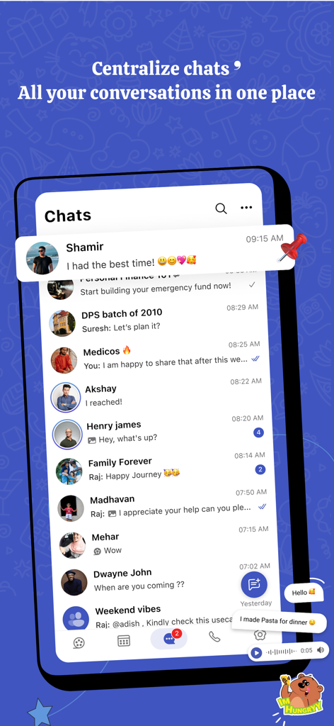 Arattai Messenger - Arattai Messenger app interface showing a list of conversations and chats in one place