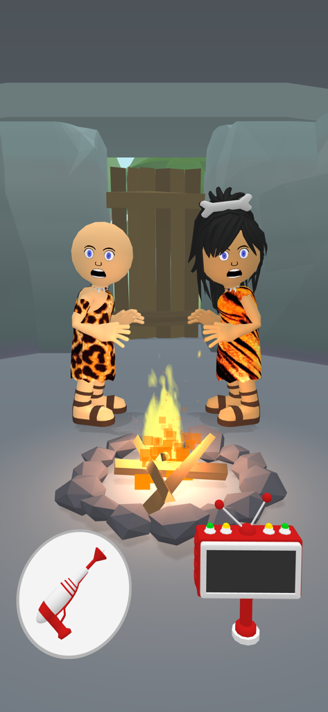 Find the Alien 2 - Find the Alien 2 gameplay showing characters from the Stone Age and an alien scanner.