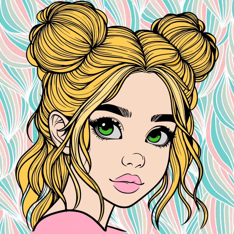 realistic girl with hair buns on her head