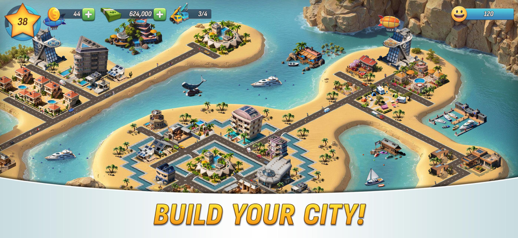 City Island: Deluxe Go Build - A vibrant tropical city built on multiple islands in the City Island Deluxe Go Build simulation game