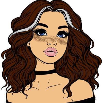 realistic girl with wavy hair and lips