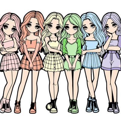 a group of girls realistic