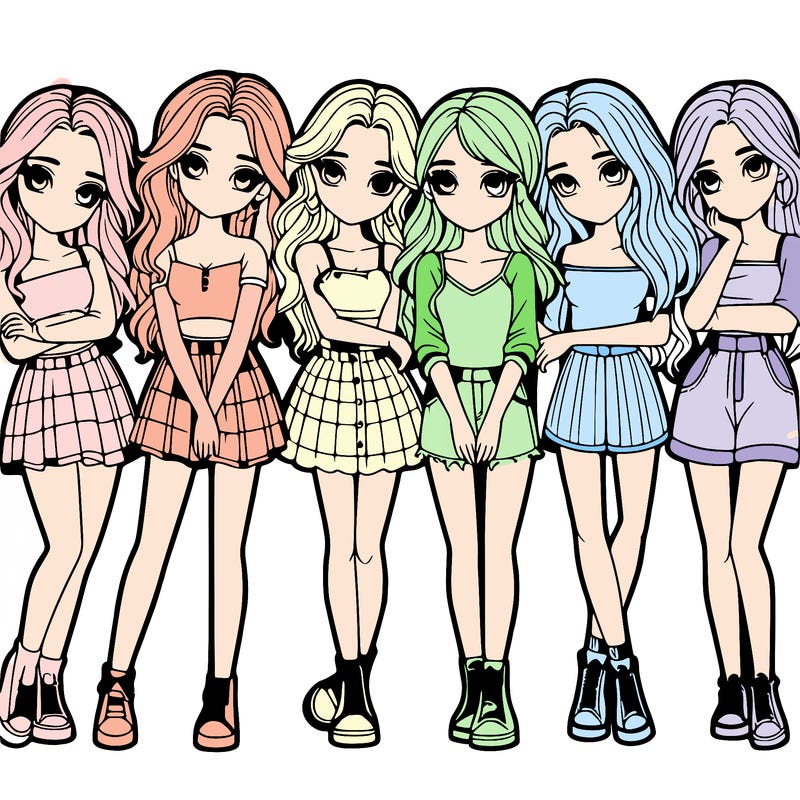 a group of girls realistic