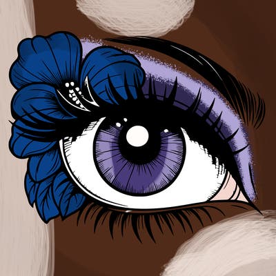 realistic eye with flower