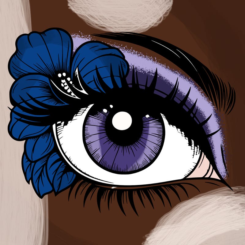 realistic eye with flower