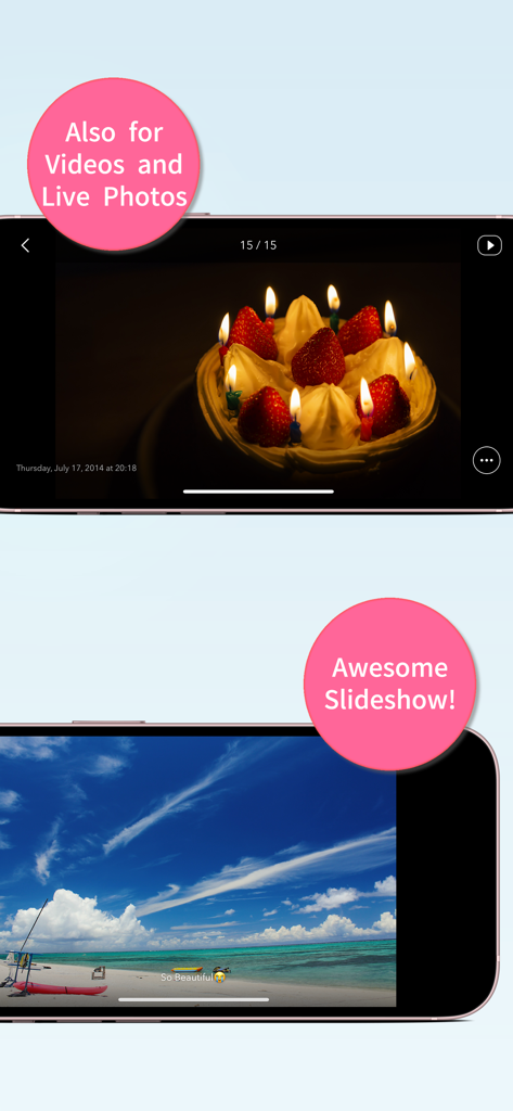 Secret Key Lock Album - Secret Key Lock Album app interface showcasing video support and slideshow features on iPhone