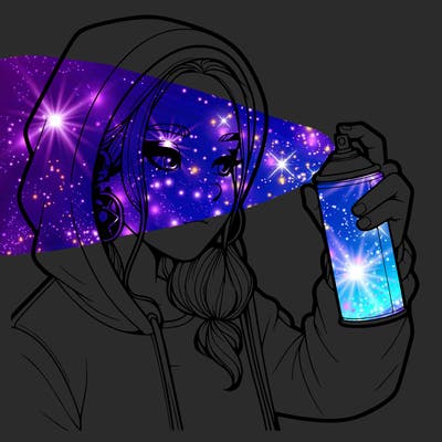 a realistic girl, spray painting