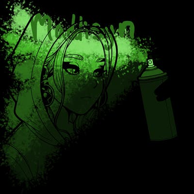 a realistic girl, spray painting