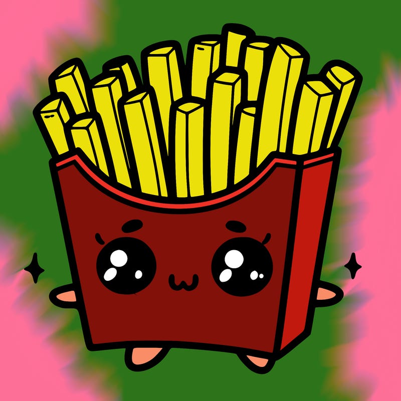 a cute. french fries