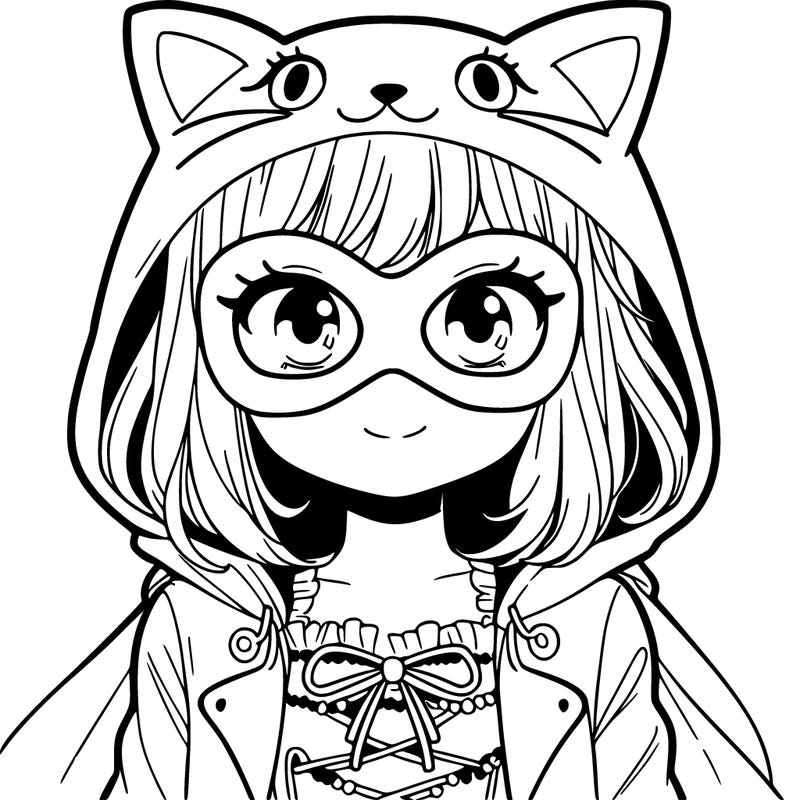 girl with cat suit and cat mask