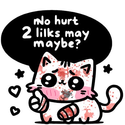 cute cat thats been hurt saiying 2 likes maybe