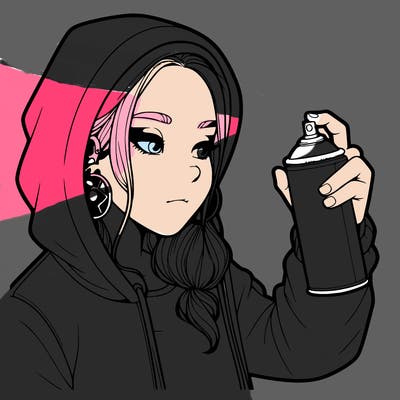 a realistic girl, spray painting