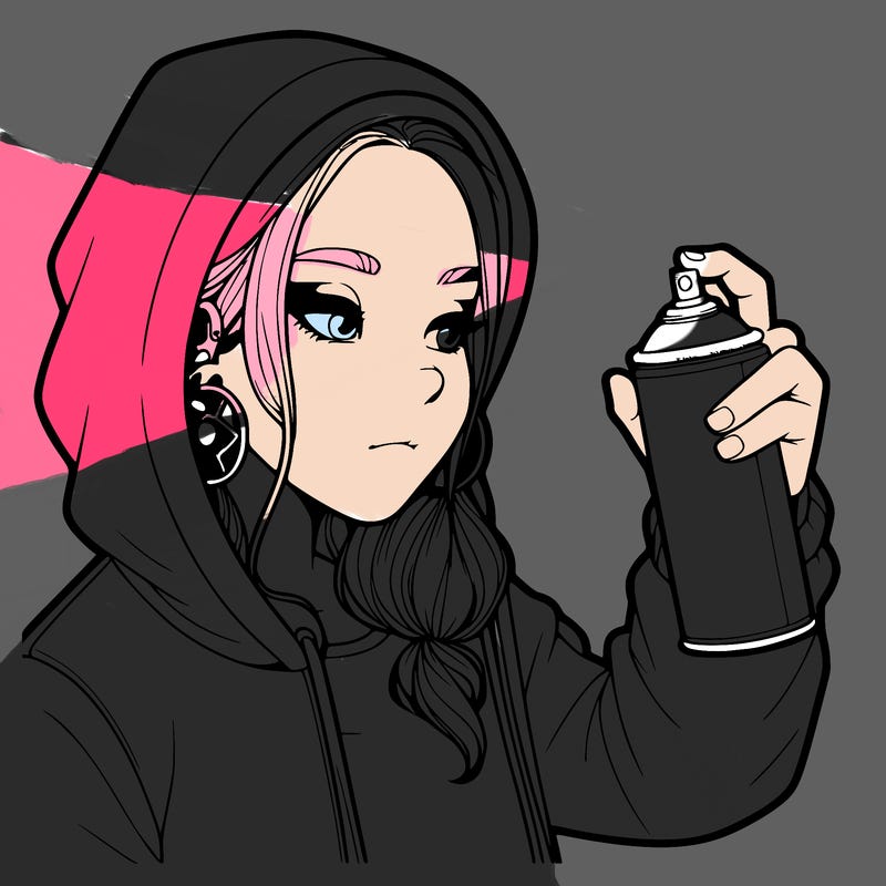 a realistic girl, spray painting