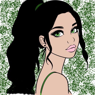 realistic pretty girl with high pony tail