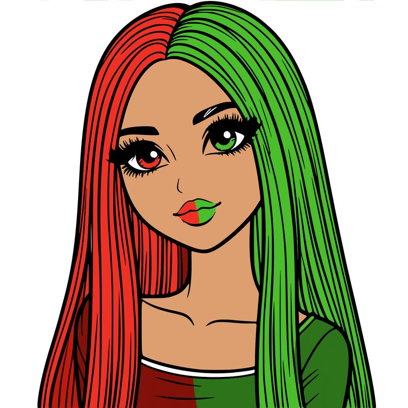 realistic girl with straight and long hair