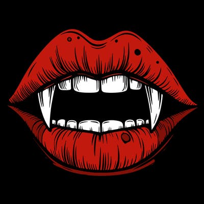 lips with vampire teeth
