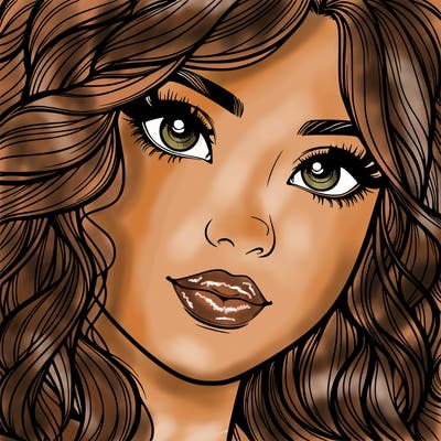 beautiful realistic girl close up to the camera with wavy hair,