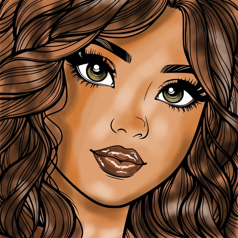 beautiful realistic girl close up to the camera with wavy hair,