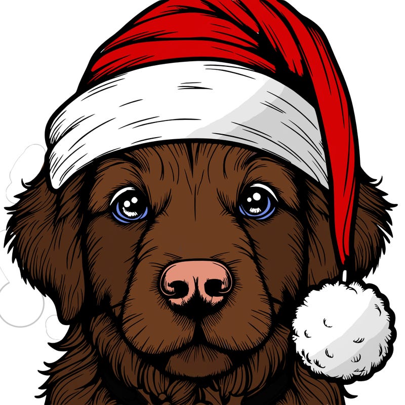 realistic dog with a christmas hat