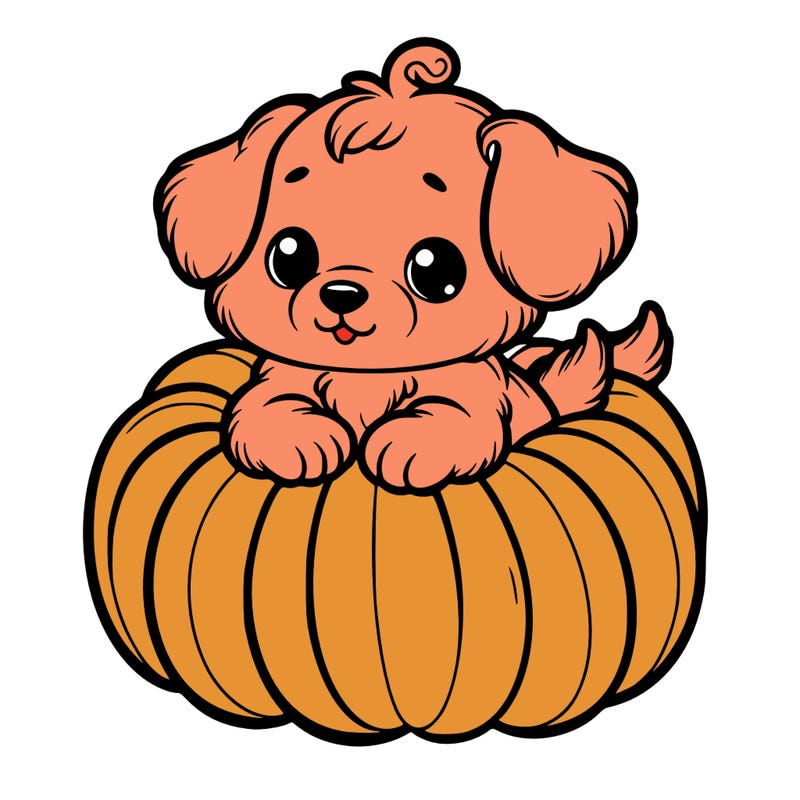 cute little puppy in a pumpkin