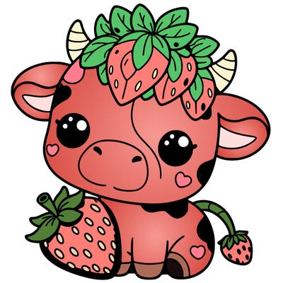 cute strawberry cow