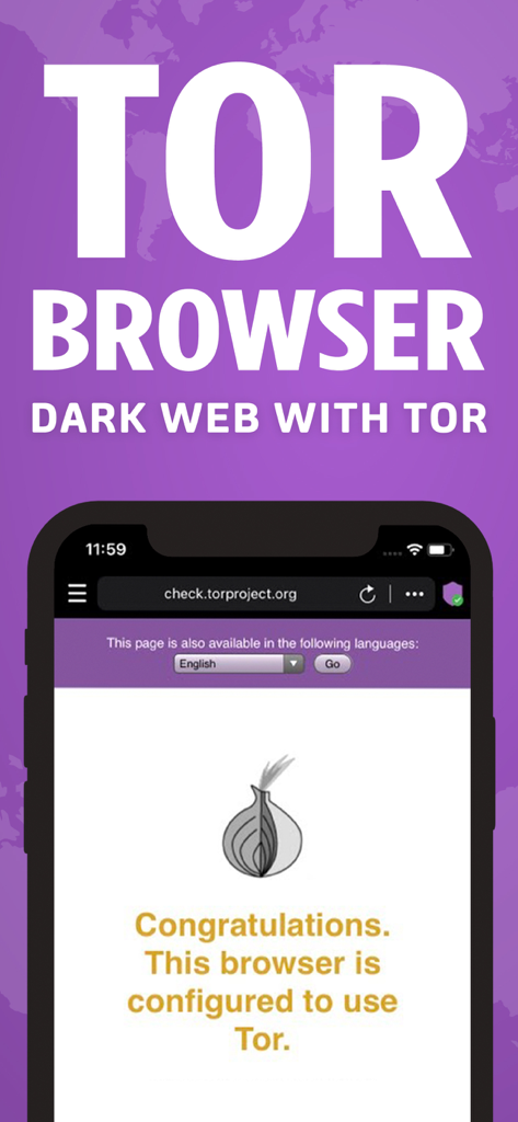 TOR Browser: OrNET Onion + VPN - Smartphone screen showing successful Tor network configuration on the OrNET browser app