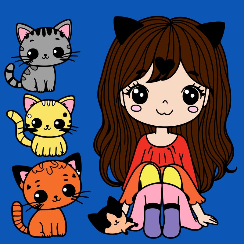 girl with cats