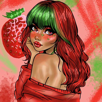 realistic girl with bangs looking over her shoulder