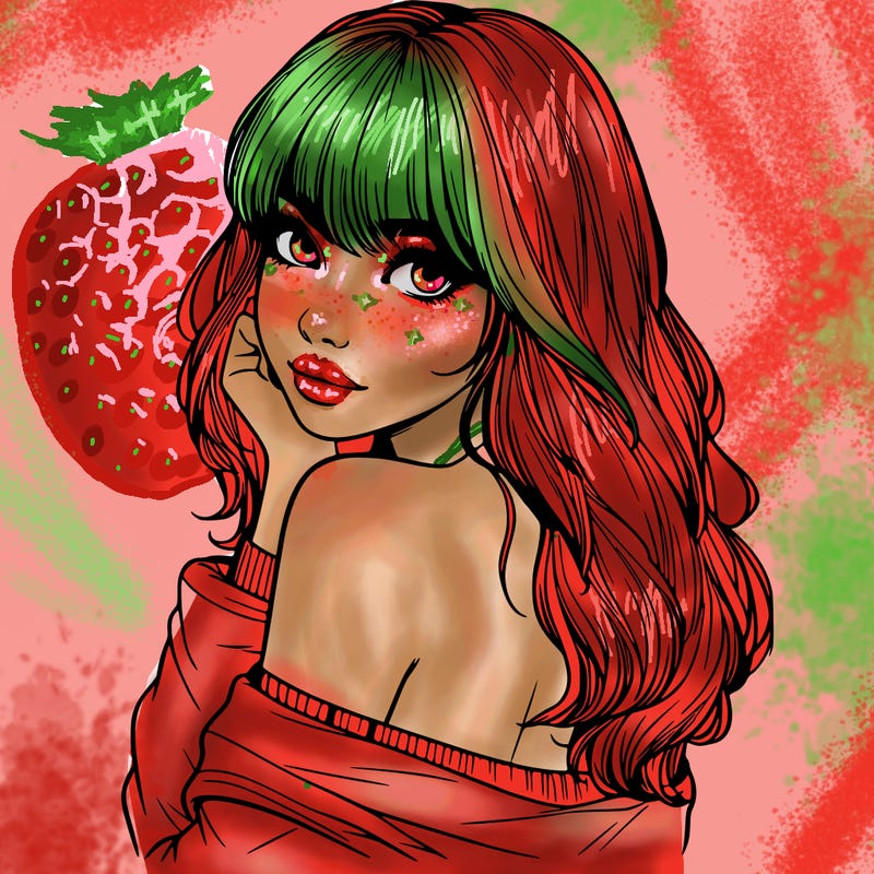 realistic girl with bangs looking over her shoulder