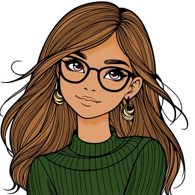 realistic girl with glasses