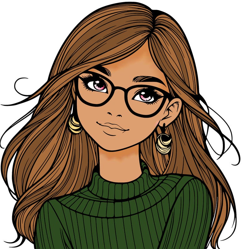 realistic girl with glasses