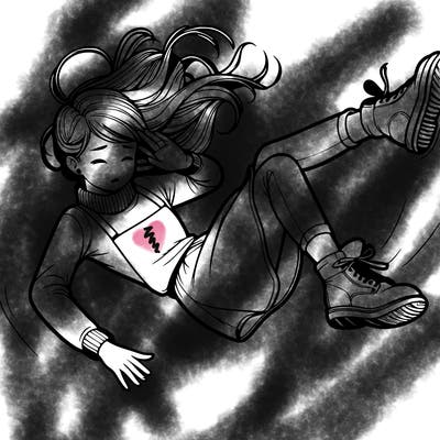 realistic girl falling