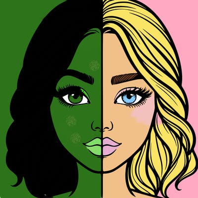 realistic girl split half