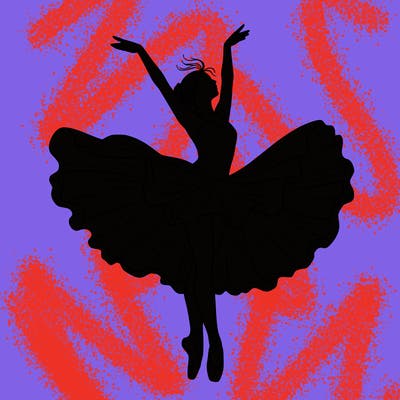 a delicate ballerina with her costume in motion.