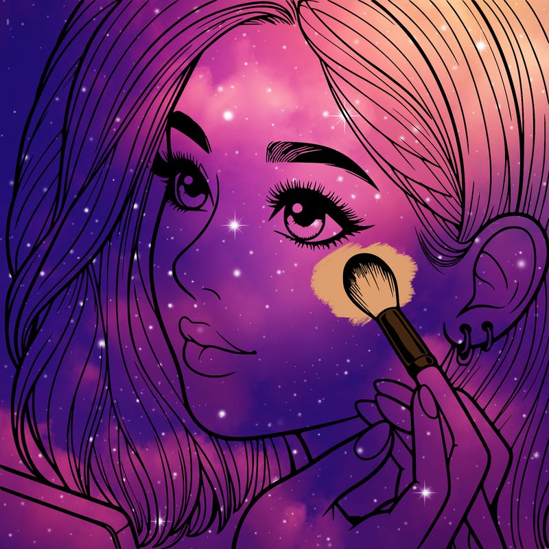 a realistic girl doing her makeup