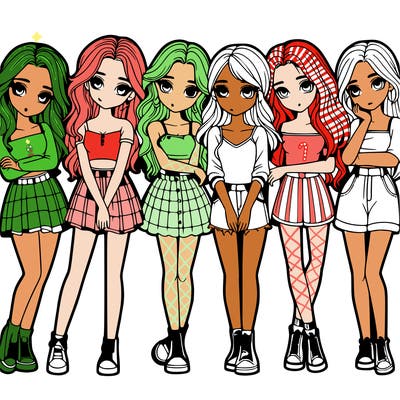 a group of girls realistic