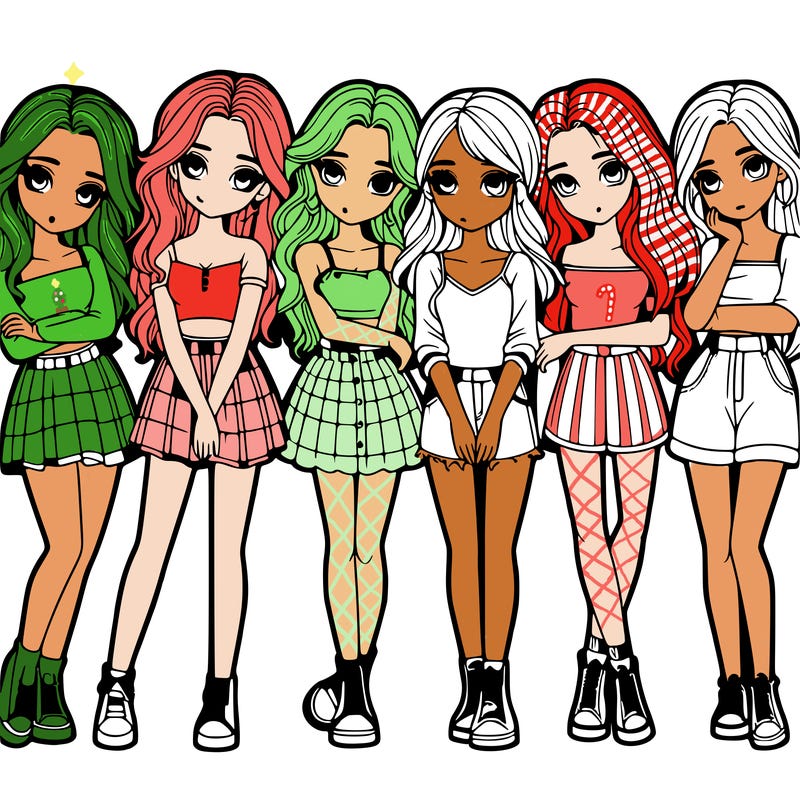 a group of girls realistic